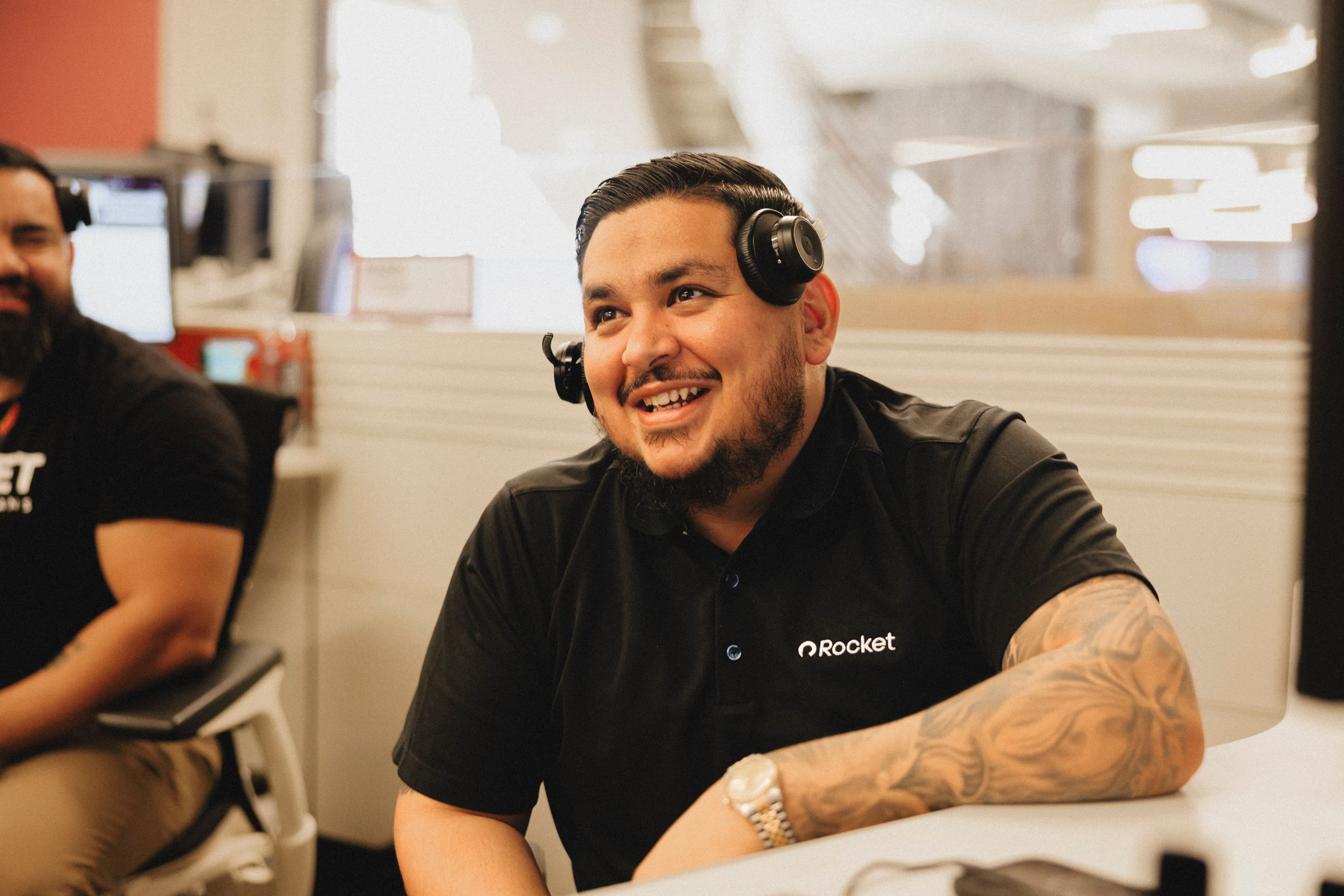Account executive on call with partner