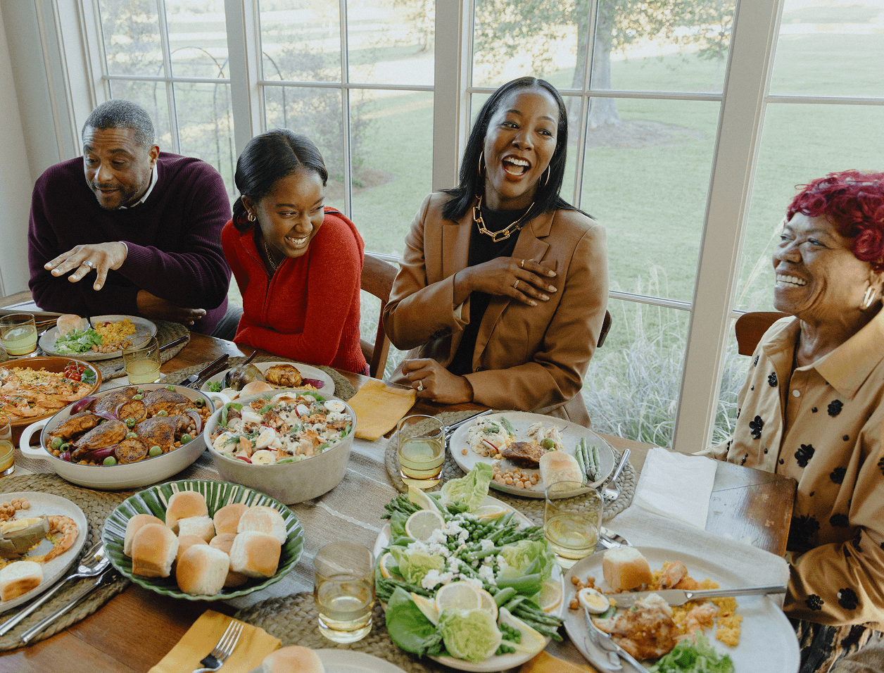 family eating around the table